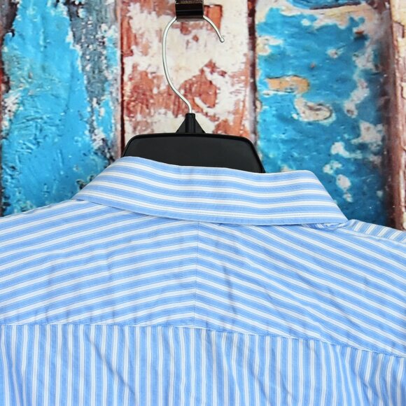 Men's Apt. 9 Striped Button-Down Shirt Collared Long Sleeve XLARGE Blue & White - Picture 8 of 11